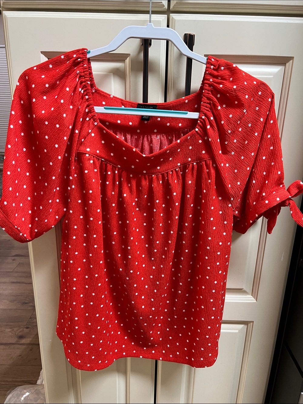 #CC Women’s Red Polka Dot Puff Sleeve Top